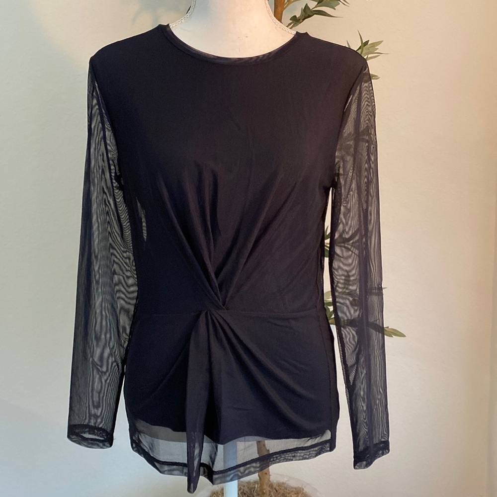 DKNY Tulle Overlay Top